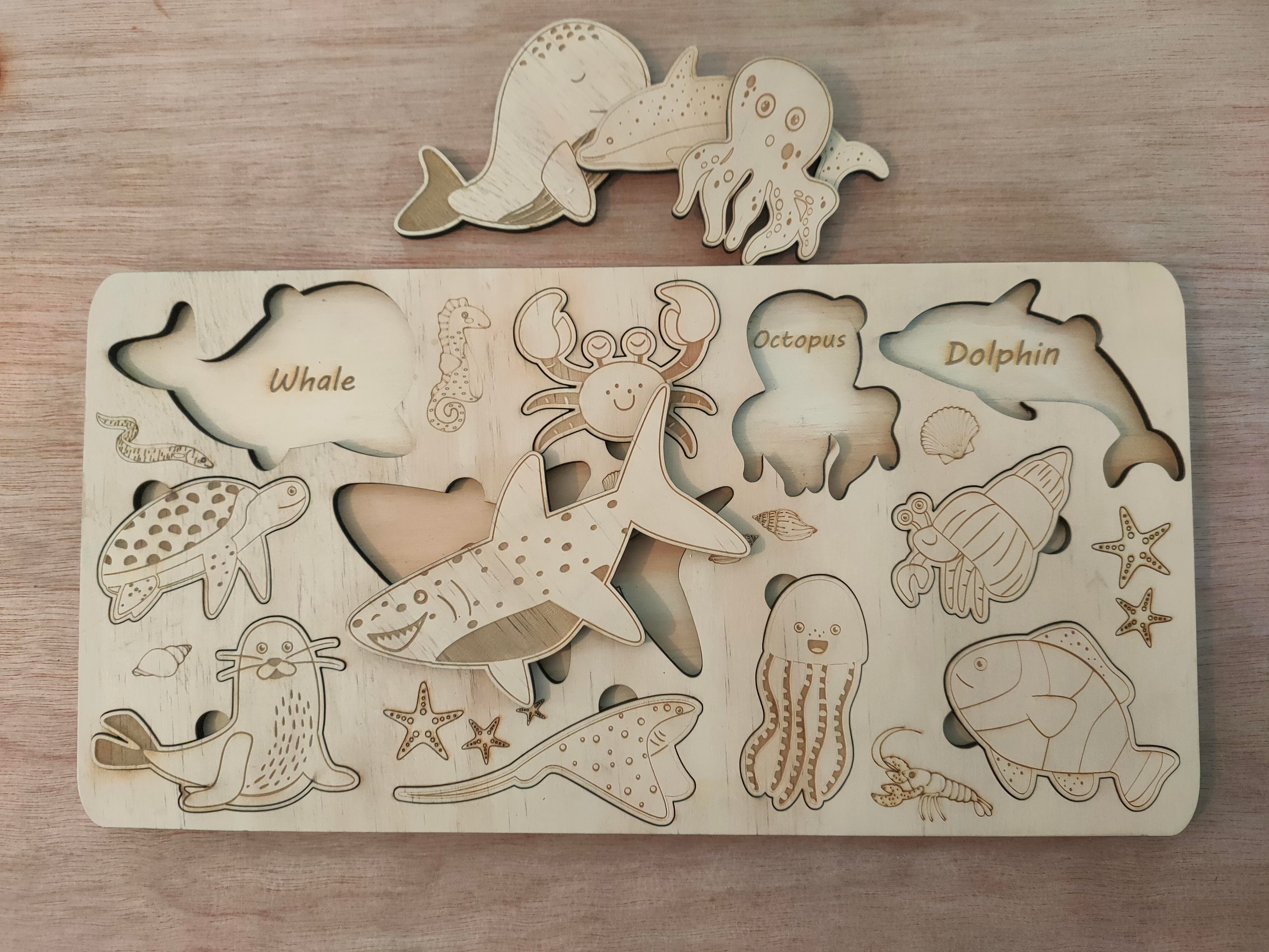 Wee Gallery Ocean Animals Wooden Tray Puzzle